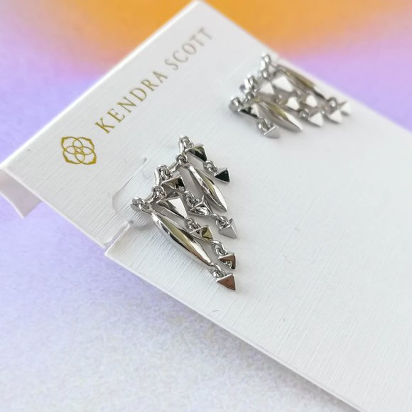 $60 kendra scott Quinn Silver Ear Climber Earrings New - Picture 2 of 3